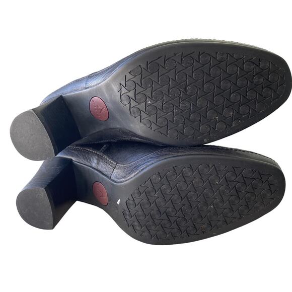 Clarks Artisan Mid Calf Heeled Boots Cinched Shaft 80s Style Women Sz 10 Leather - Picture 11 of 16